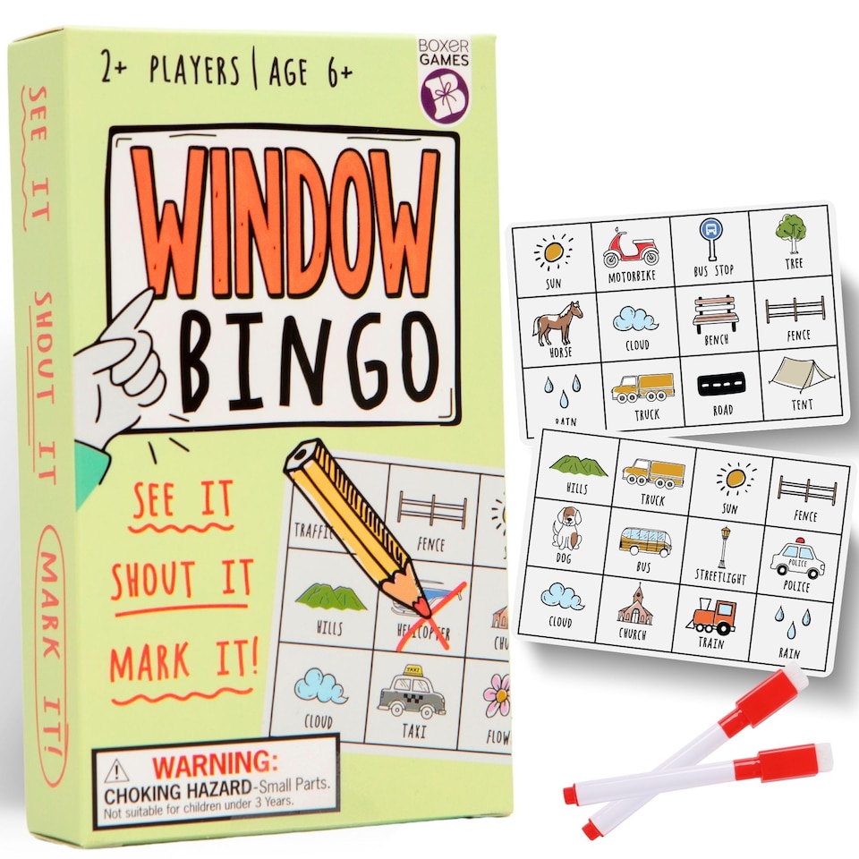 Window Bingo Fun Travel Game for Kids