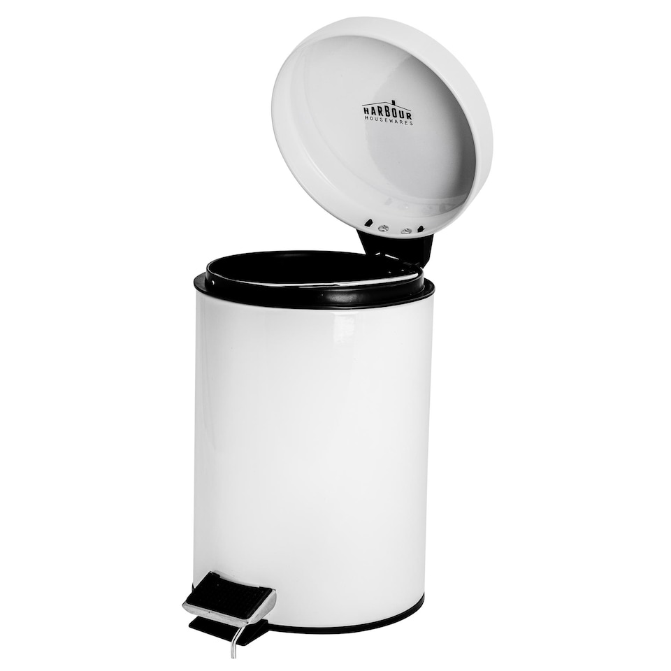 image 1 of Harbour Housewares Round Bathroom Pedal Bin - 3 Litre - White