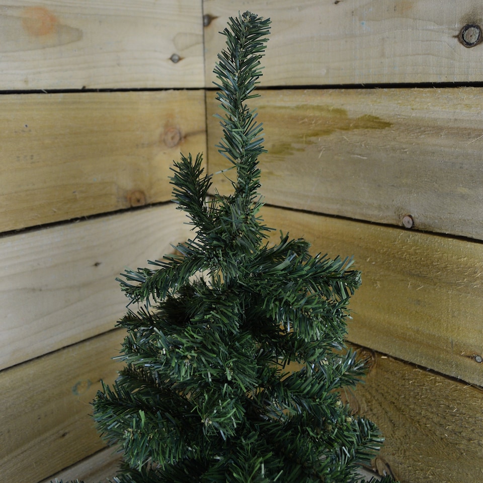 image 1 of 3ft (90cm) Mini Plain Green PVC Christmas Tree in a Jute Bag
