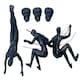 image 1 of Large x3 Bronze Colour Climbing Men With Nail Caps Wall Hanging Ornaments Art Installation Sculptures of Climber Figures on Realistic Metal Wires
