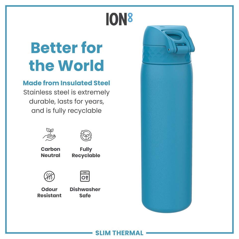 image 1 of Leak Proof Slim Water Bottle, Vacuum Insulated, 500ml (17oz) | Blue | Blue | One Size
