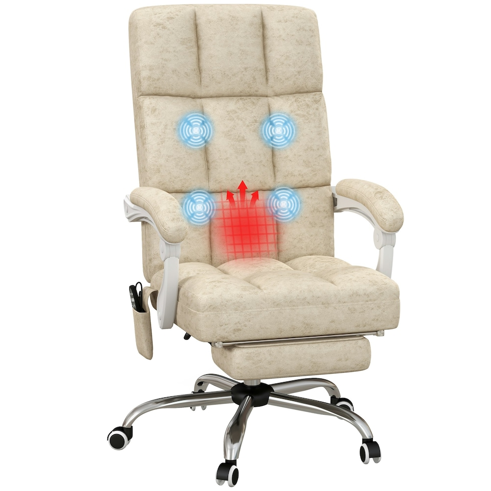 image 1 of Vinsetto Massage Office Chair with Footrest and Heat, Beige