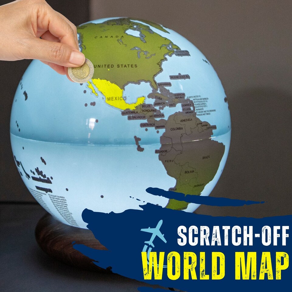 image 1 of Globe Trotter Scratch Off Lamp - Gift For Travellers