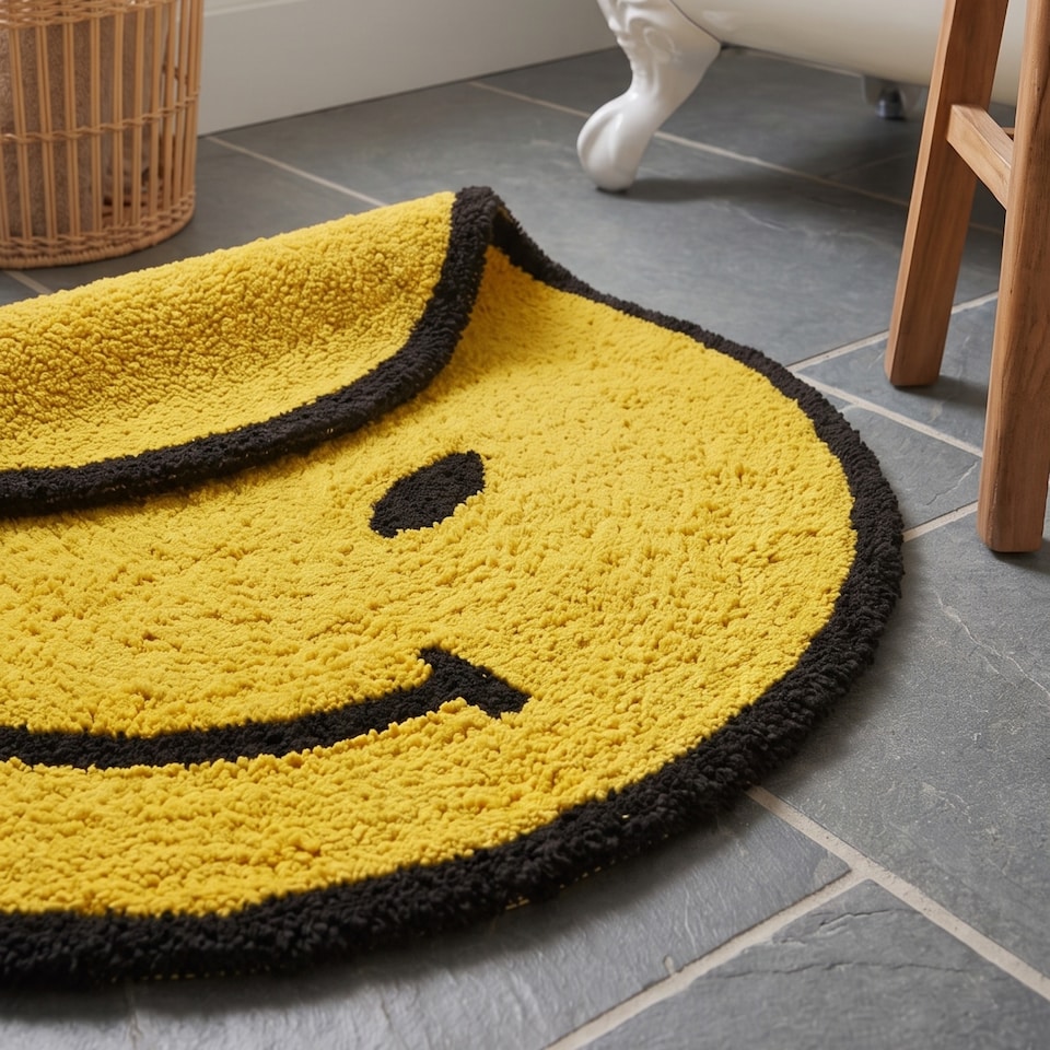 image 1 of Smiley Face Reversible Bath Mat Rug