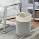 image 3 of Living and Home Woven Cotton Basket Storage Clothes Hamper Laundry Basket - Grey & White