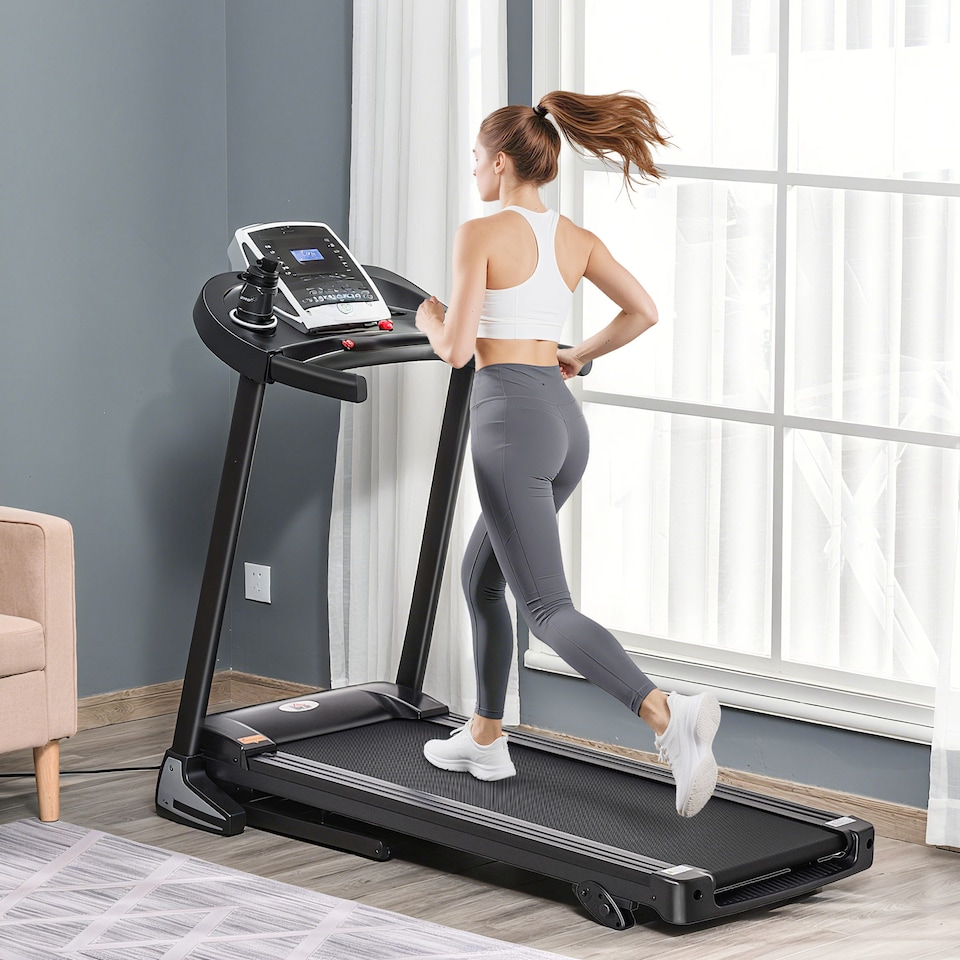 image 1 of HOMCOM Folding Electric Treadmill Running Machine with Incline LED Display