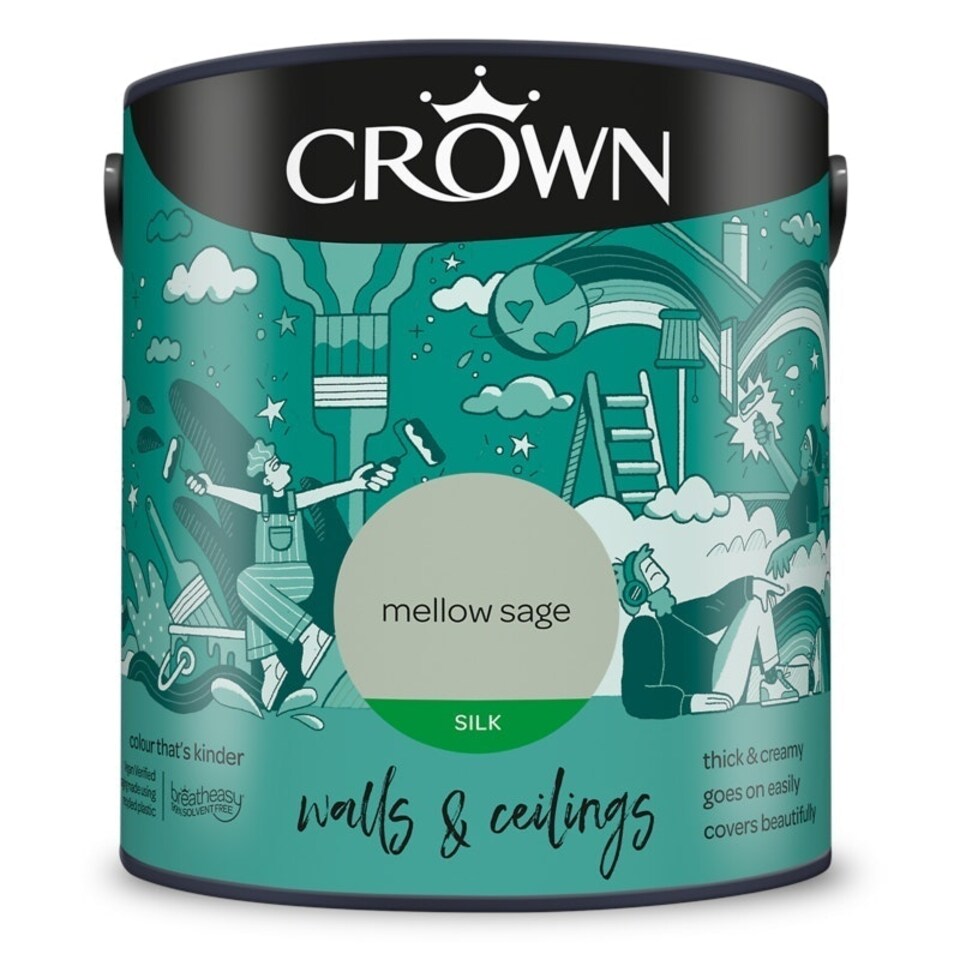 image 1 of Crown Walls & Ceilings Silk 2.5L Mellow Sage