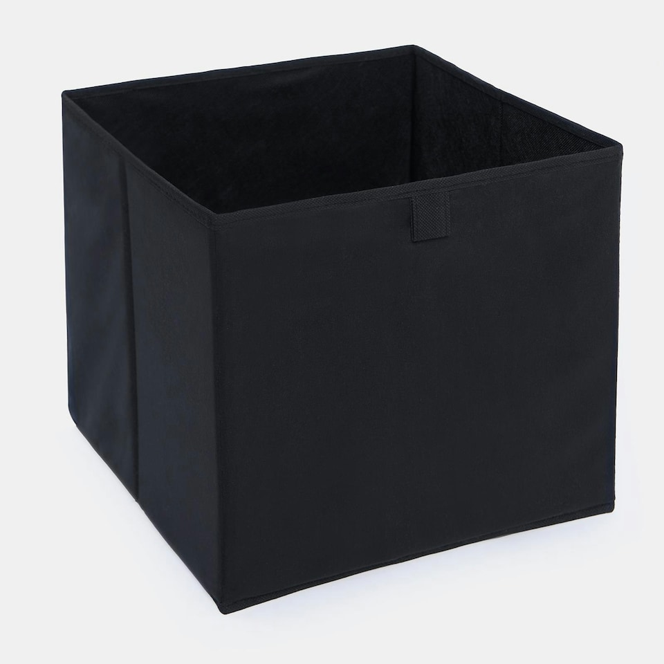 image 1 of OHS 2 Pack Folding Storage Cubes Soft Matte Velvet Collapsible Home Modern Storage Organiser Space Saving Square Ottoman Boxes Black
