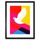 image 1 of White Peace Dove Vibrant Geometric Graphic Design 9x7" Black Framed Wall Art Print