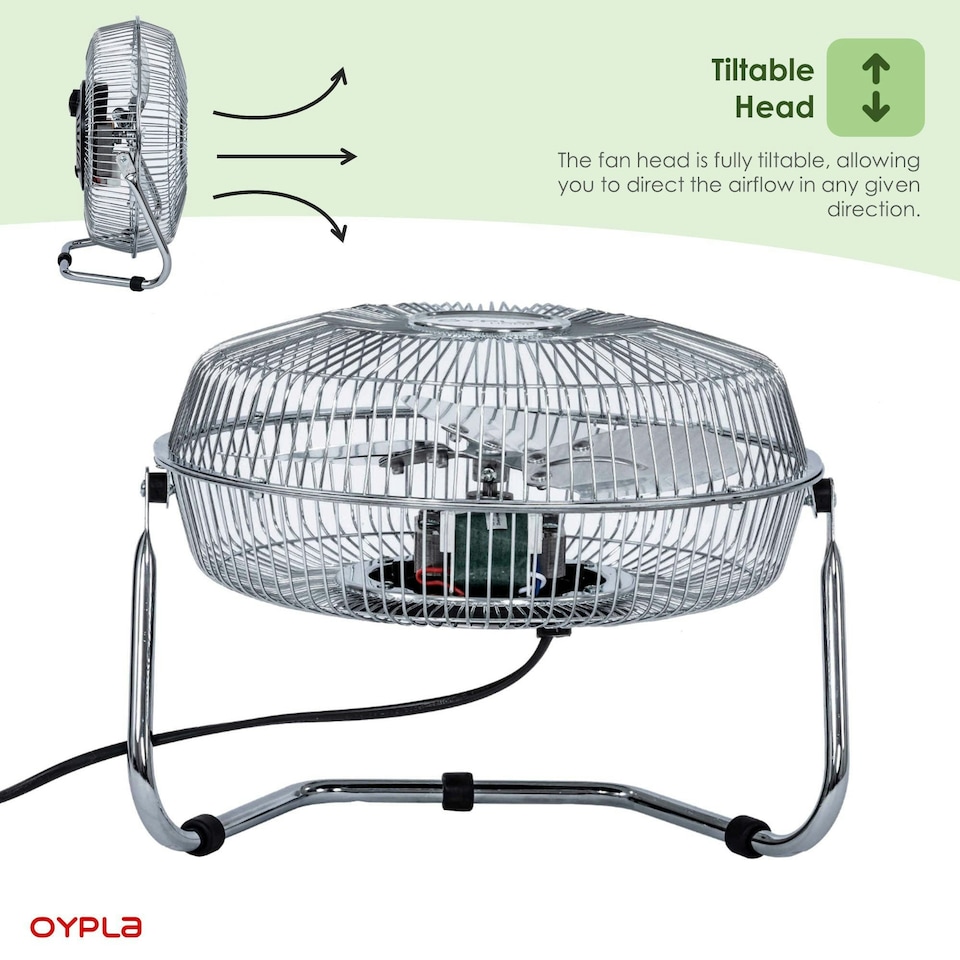 image 1 of Oypla 9" Inch Chrome 3 Speed Floor Standing Gym Fan Hydroponic
