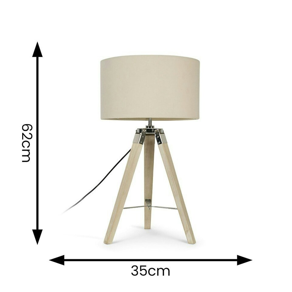 image 1 of ValueLights Clipper Light Brown Tripod Table Lamp Medium Natural Shade