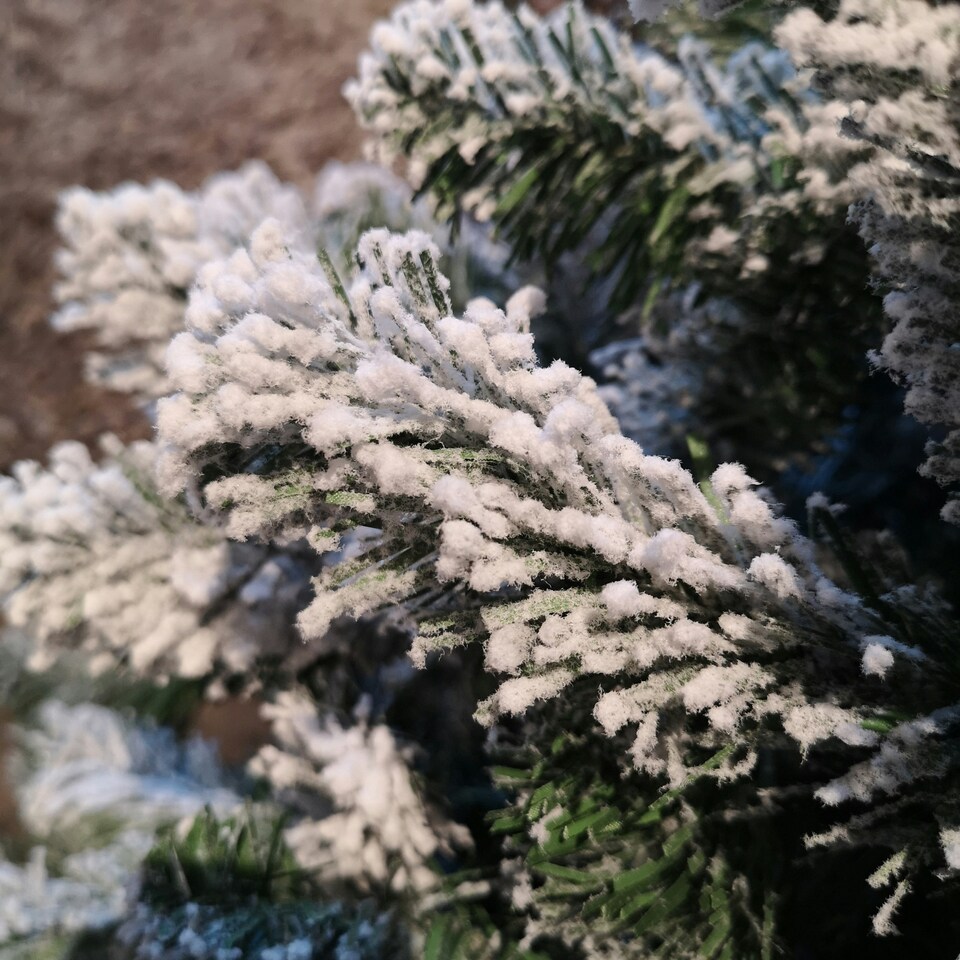 image 1 of Kaemingk 6ft (180cm) Flocked Snowy Imperial Pine Hinged Christmas Trees