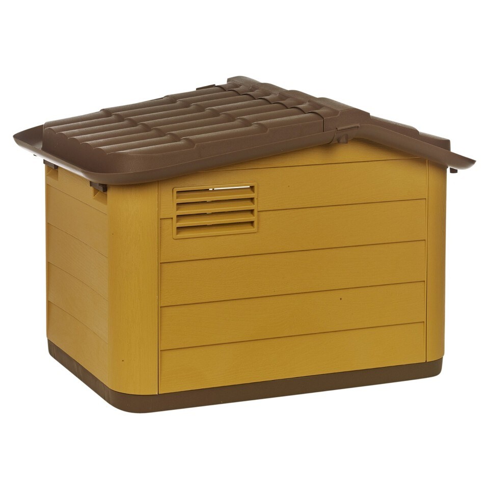 image 1 of URBNLIVING Plastic Dog House Outdoor Pet Kennel Shelter | Multi | Mustard | S | 1