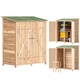image 1 of Outsunny Small Shed, Wooden Garden Shed with Flexible Table, Hooks and Ground Nails, Lockable Tool Garden Organiser with Asphalt Roof, 140 x 75 x 157cm, Natural