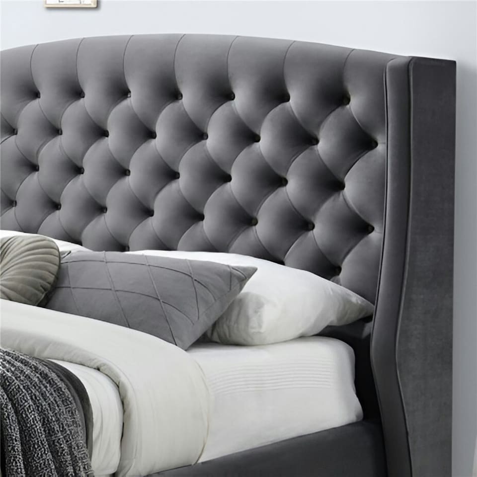 image 1 of Dark Grey Fabric Bed Frame - King Size 5ft (182cm)