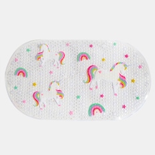 OHS Kids Unicorn Print Anti-Mould Suction Cup Non-Slip PVC Inside Shower Bath Mat Clear | 39 x 69cm