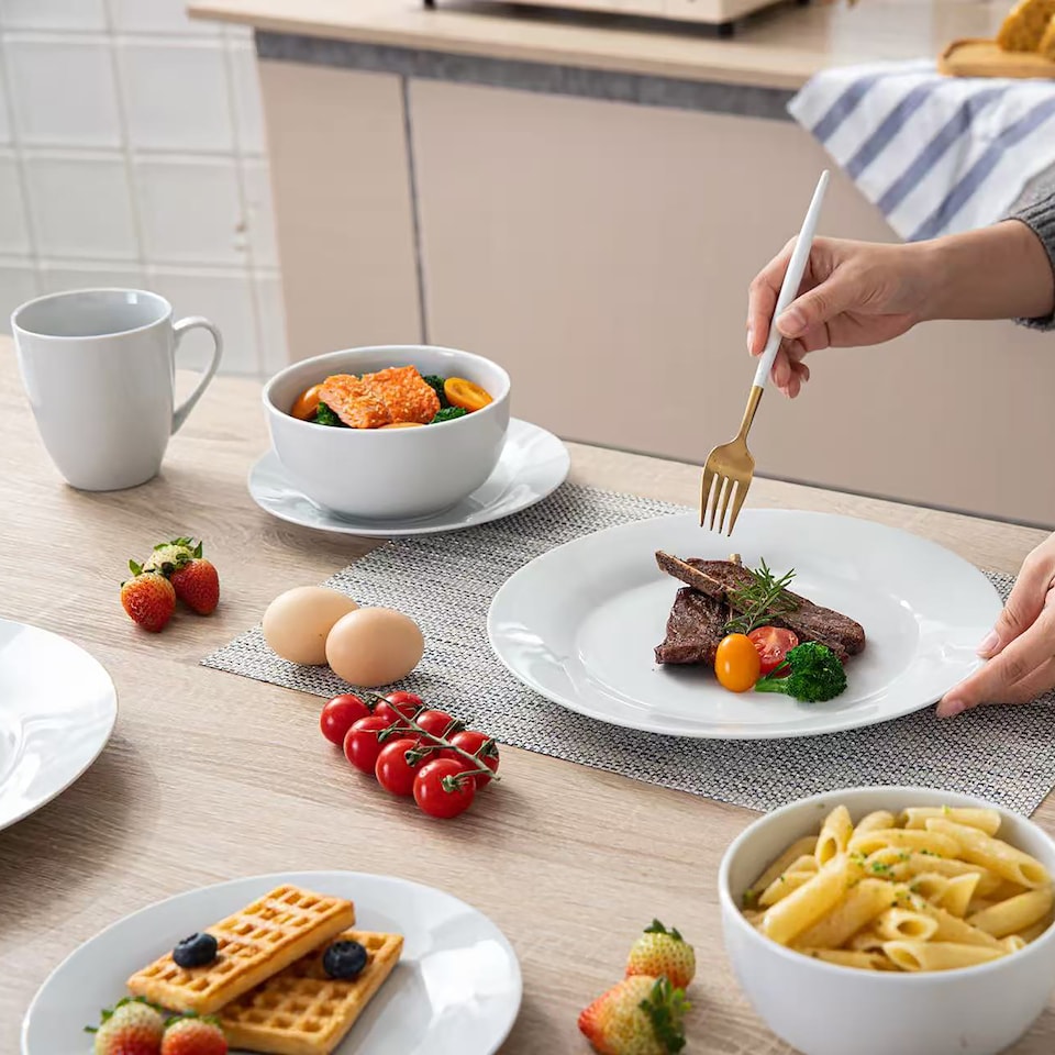 image 1 of simpa Timeless 24PC Plain White Porcelain Dinner Set