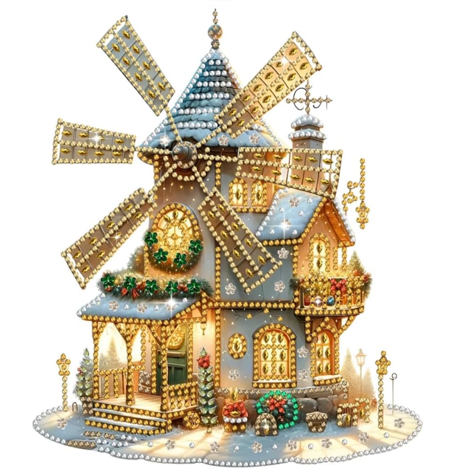 image 1 of Festive Windmill Tabletop Diamond Painting Kit