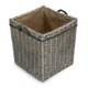 image 2 of Small Wicker Grey Wash Square Hessian Lined Log Basket