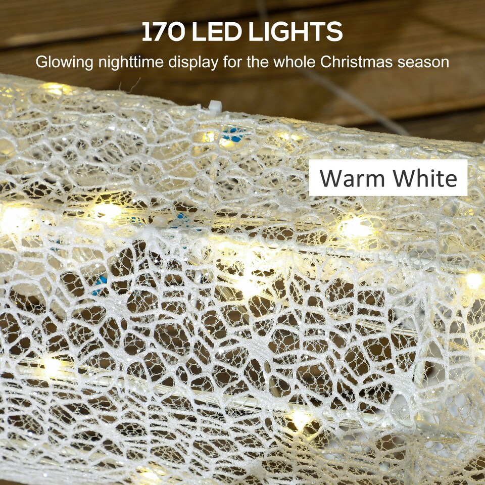image 1 of Outsunny Light Up Reindeer & Sleigh Christmas Decoration w/ 170 LED Lights