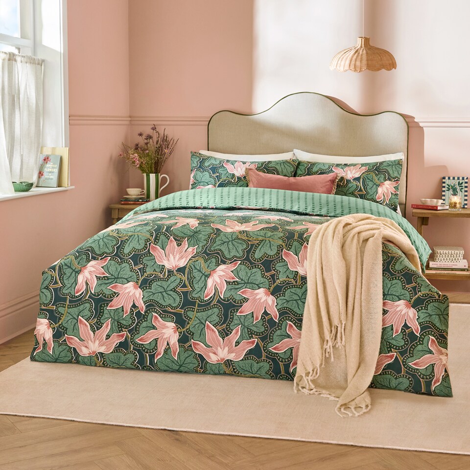 image 1 of Wylder Luella Printed Reversible Duvet Cover Set | Green | Green | King