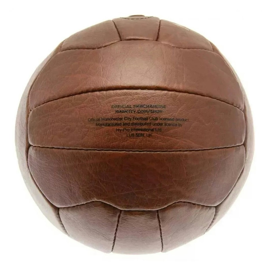 image 1 of Manchester City FC Faux Leather Retro Ball Size 5 | Brown