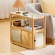 image 4 of Living and Home Wooden Glass Side Table with Wheels