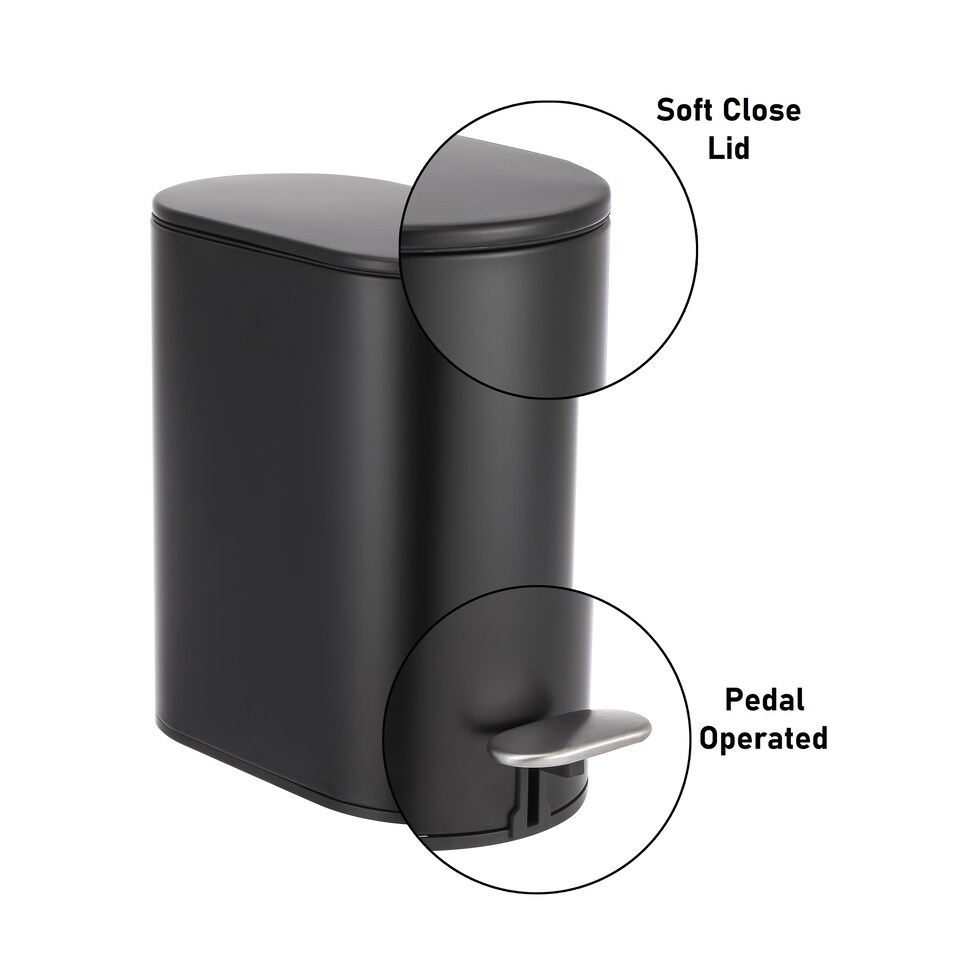 image 1 of Showerdrape Fortuna 5L Soft Close Bathroom Pedal Bin and Toilet Brush Set in Black | Multi | 1