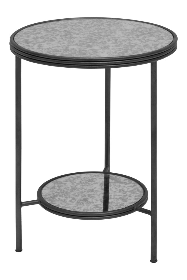 image 1 of Interiors by Premier Design Two Tier Side Table, Two Tier Layout Small Lounge Table, Easily Maintained Rustic Side Table by Couch | Black