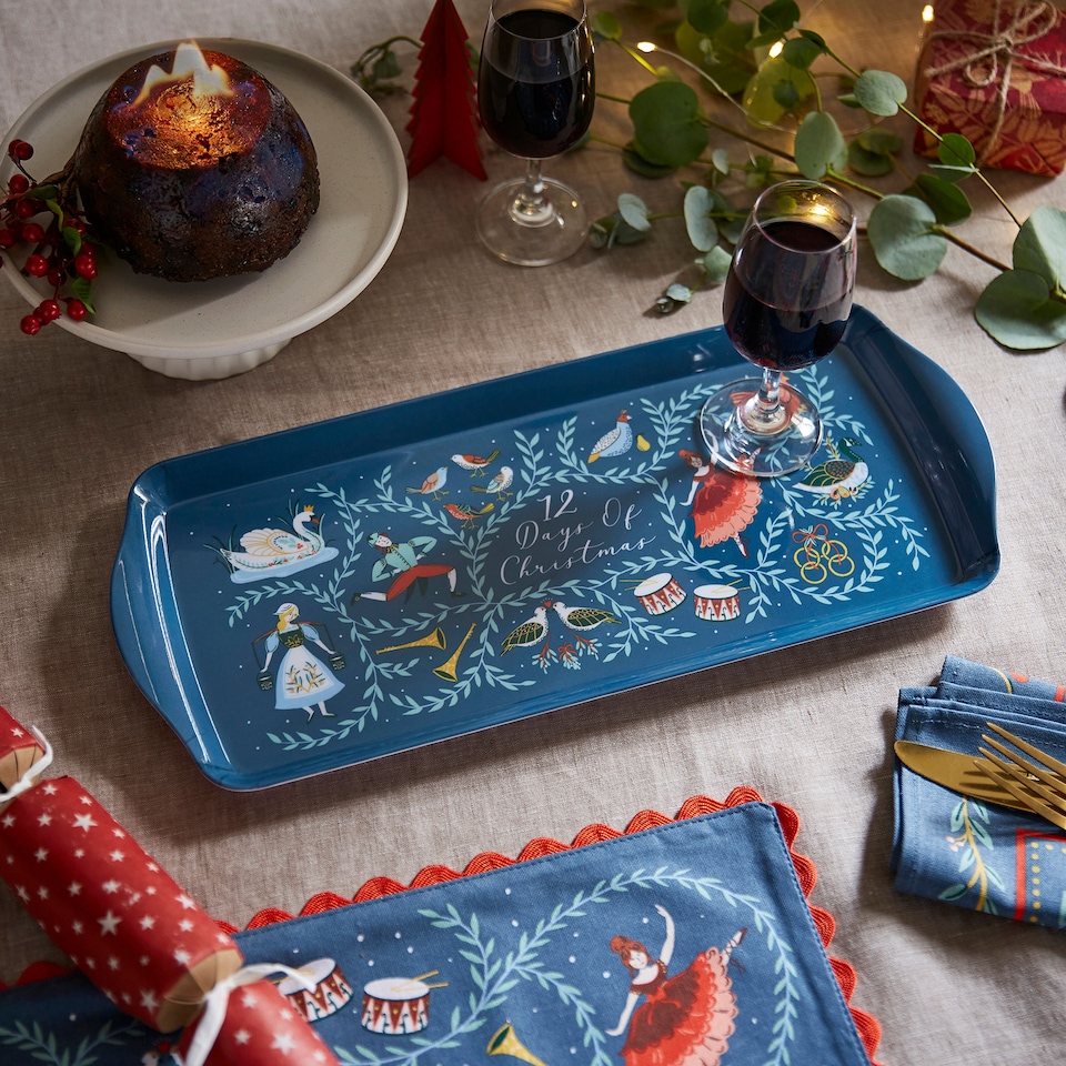 image 1 of Ulster Weavers 12 Days of Christmas Tray - Small Blue
