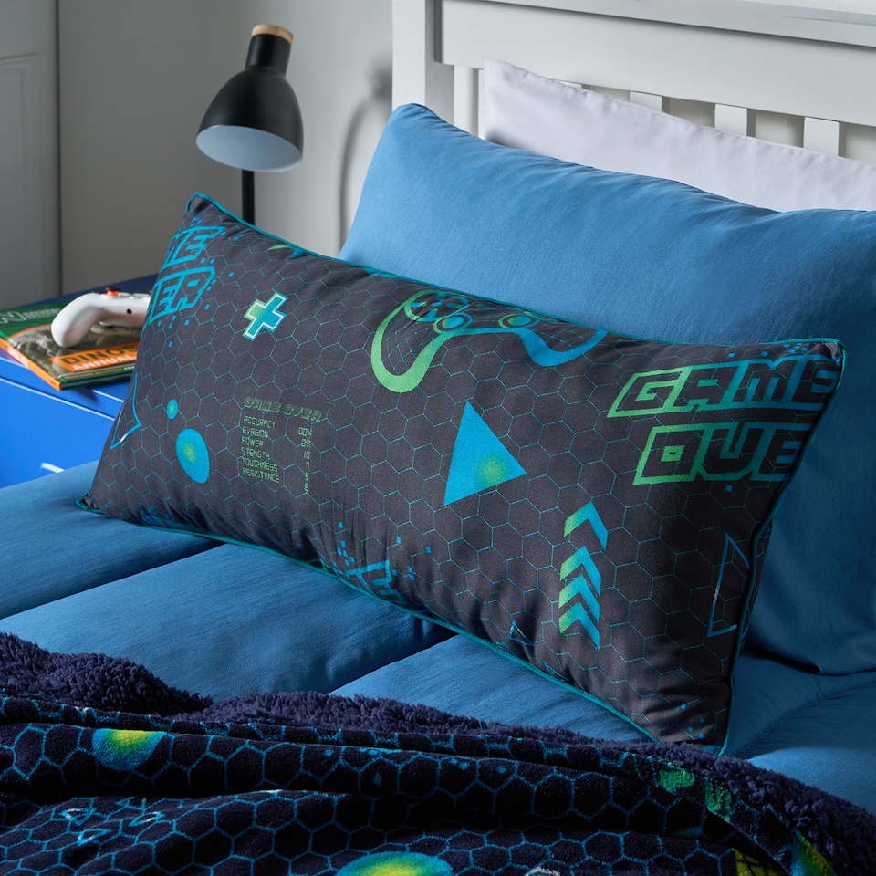 image 1 of OHS Kids Gaming Print Bolster Pillow Soft Back Support Filled Cushion