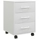 image 1 of HOMCOM File Cabinet with 3 Drawers, Under Desk Mobile Filing Cabinet White