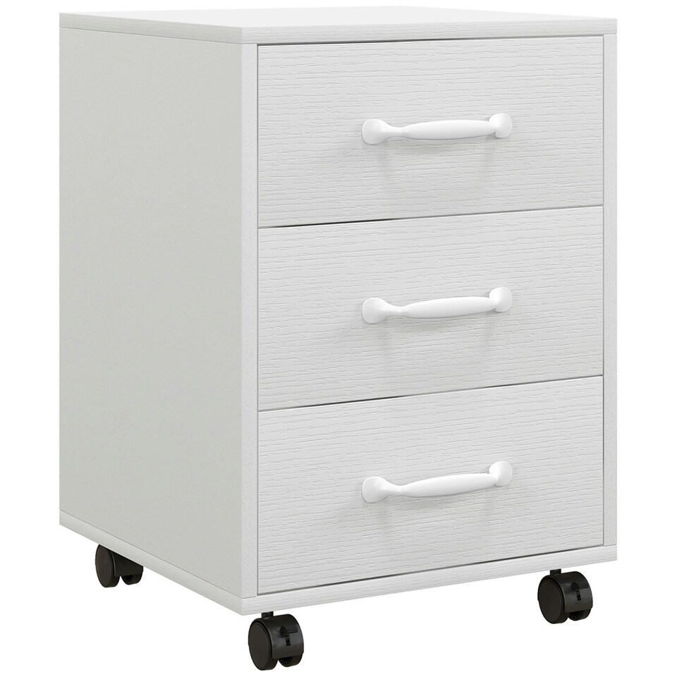 image 1 of HOMCOM File Cabinet with 3 Drawers, Under Desk Mobile Filing Cabinet White