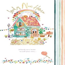 Words 'n' Wishes Lovely New Home Card Rainbow House Flowers