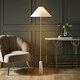 image 1 of ValueLights Margot White Marble Base Floor Lamp with a Linen Tapered Lampshade - Bulb Included Cream
