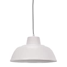ValueLights Morris White Metal Drop Hanging Pendant Ceiling Light and Bulb