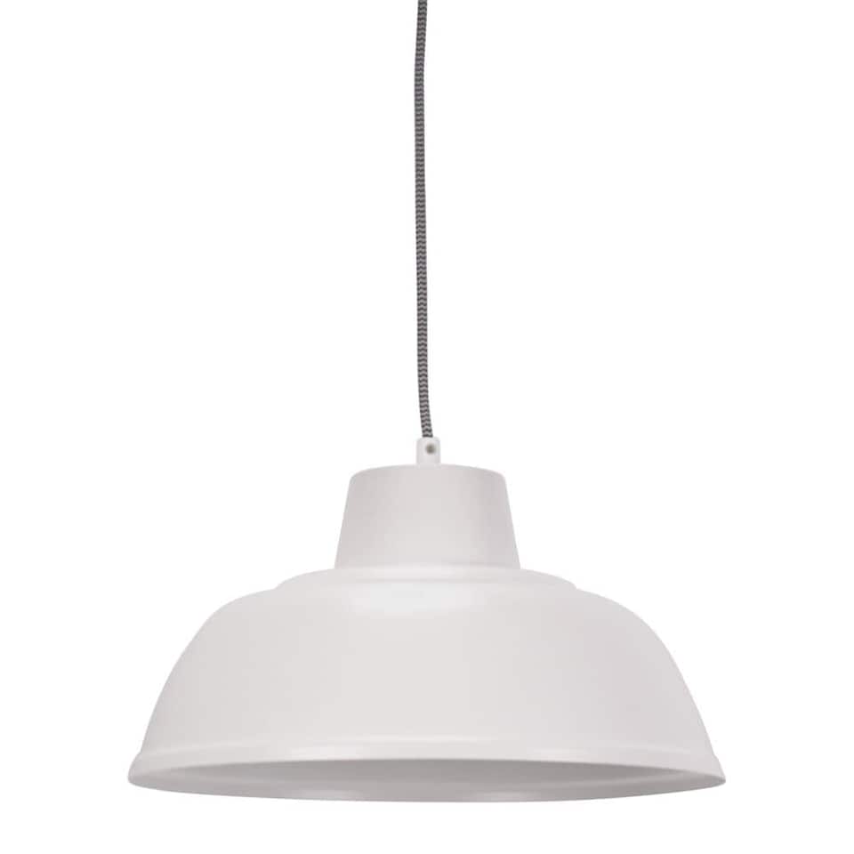 image 1 of ValueLights Morris White Metal Drop Hanging Pendant Ceiling Light and Bulb