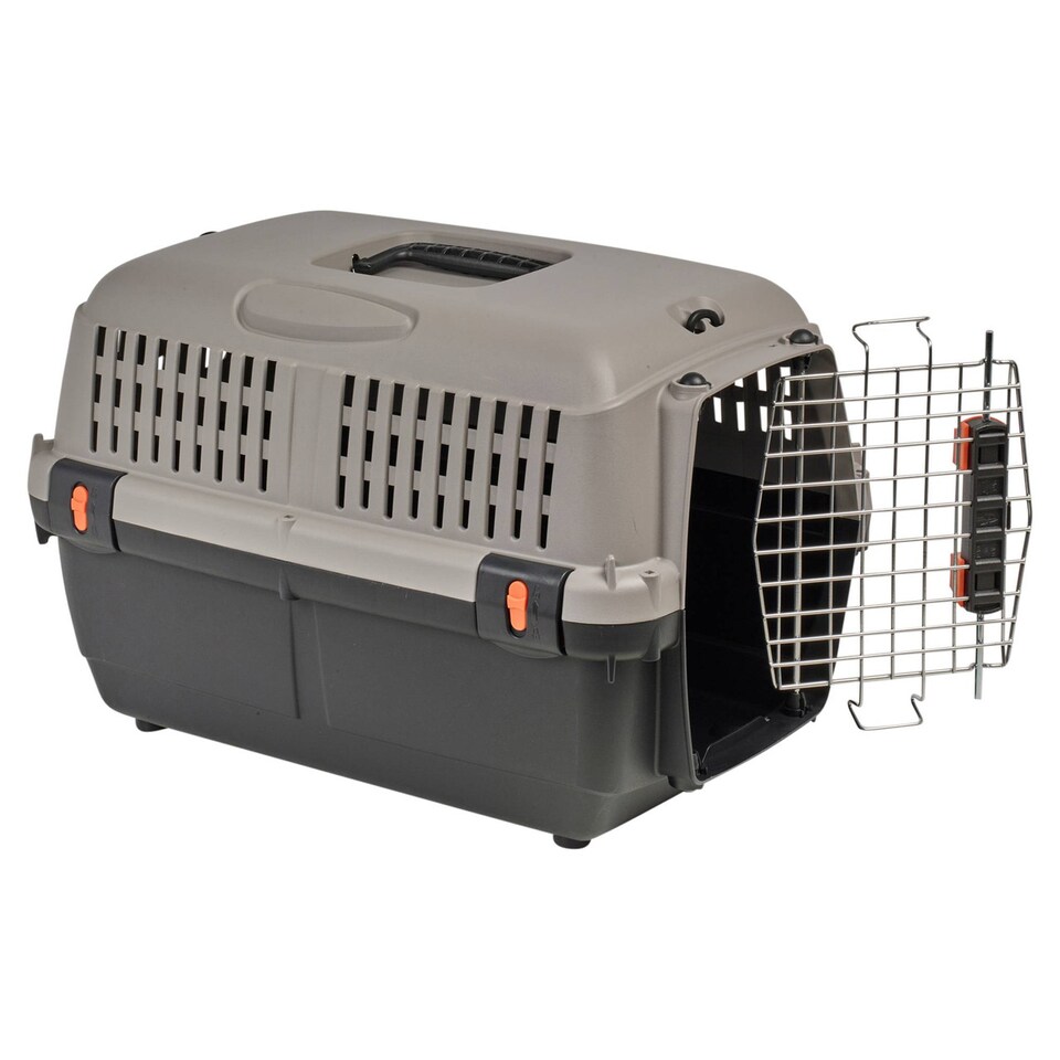 image 1 of Dog Pet Carrier Transporter Cage - Black & Grey - Large