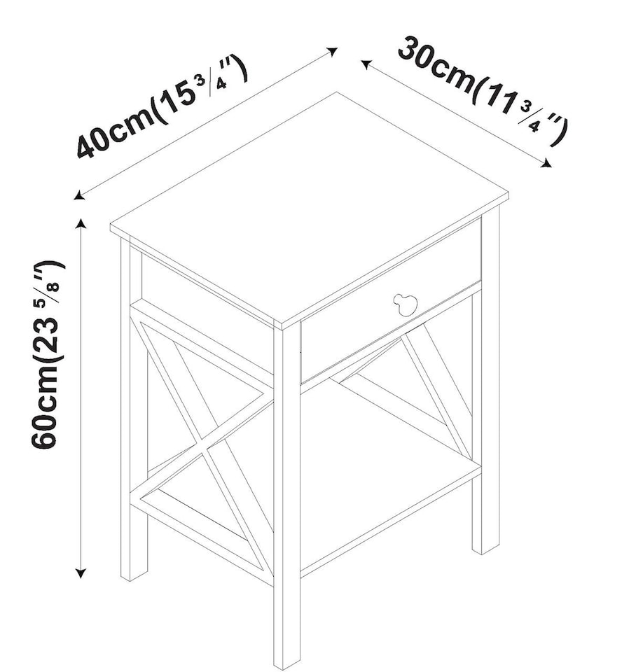 image 1 of Wooden 1-Drawer Bedside Sofa Side End Table X-Frame Nightstand with Storage Shelf | White | 1 White | 1