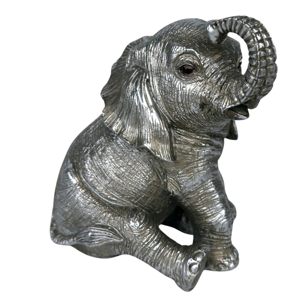 image 1 of Leonardo Reflections Silver Sitting Elephant Calf Figurine