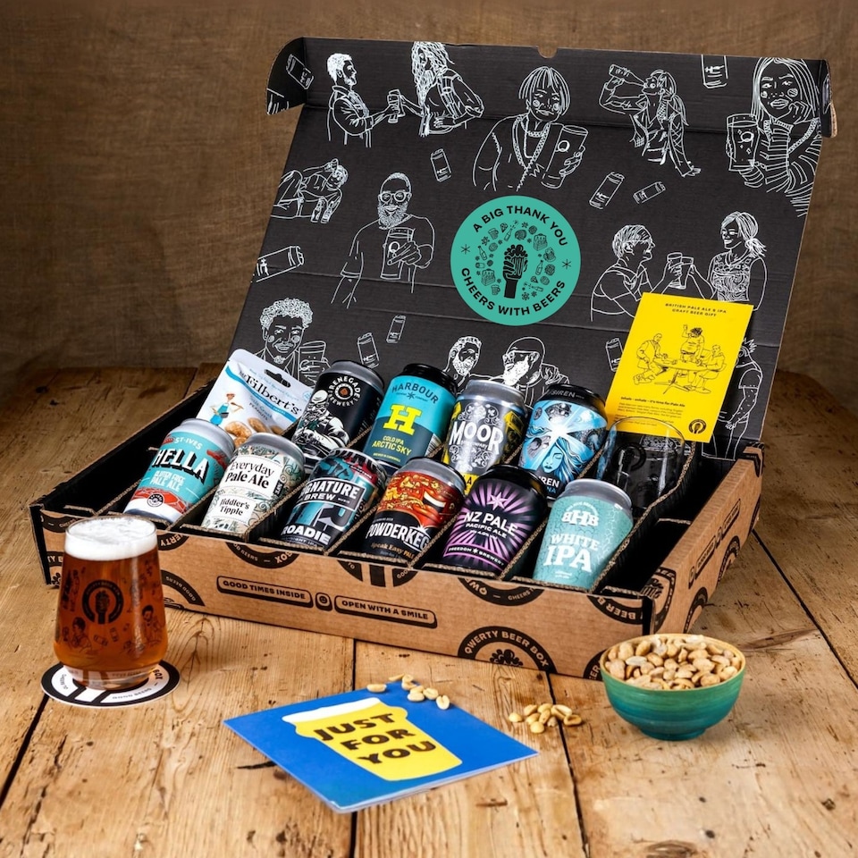 image 1 of QWERTY Beer Box Thank You Pale Ale & IPA Beer Gift Hamper