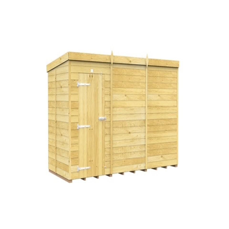 image 1 of 12 x 5 Feet Pent Shed - Single Door Without Windows - Wood - L147 x W358 x H201 cm Brown