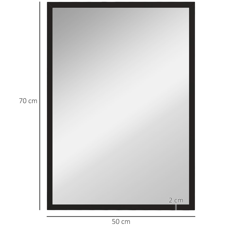 image 1 of HOMCOM 70x50cm Wall Bathroom Mirror for Home Decor, Vanity Mirror, Black