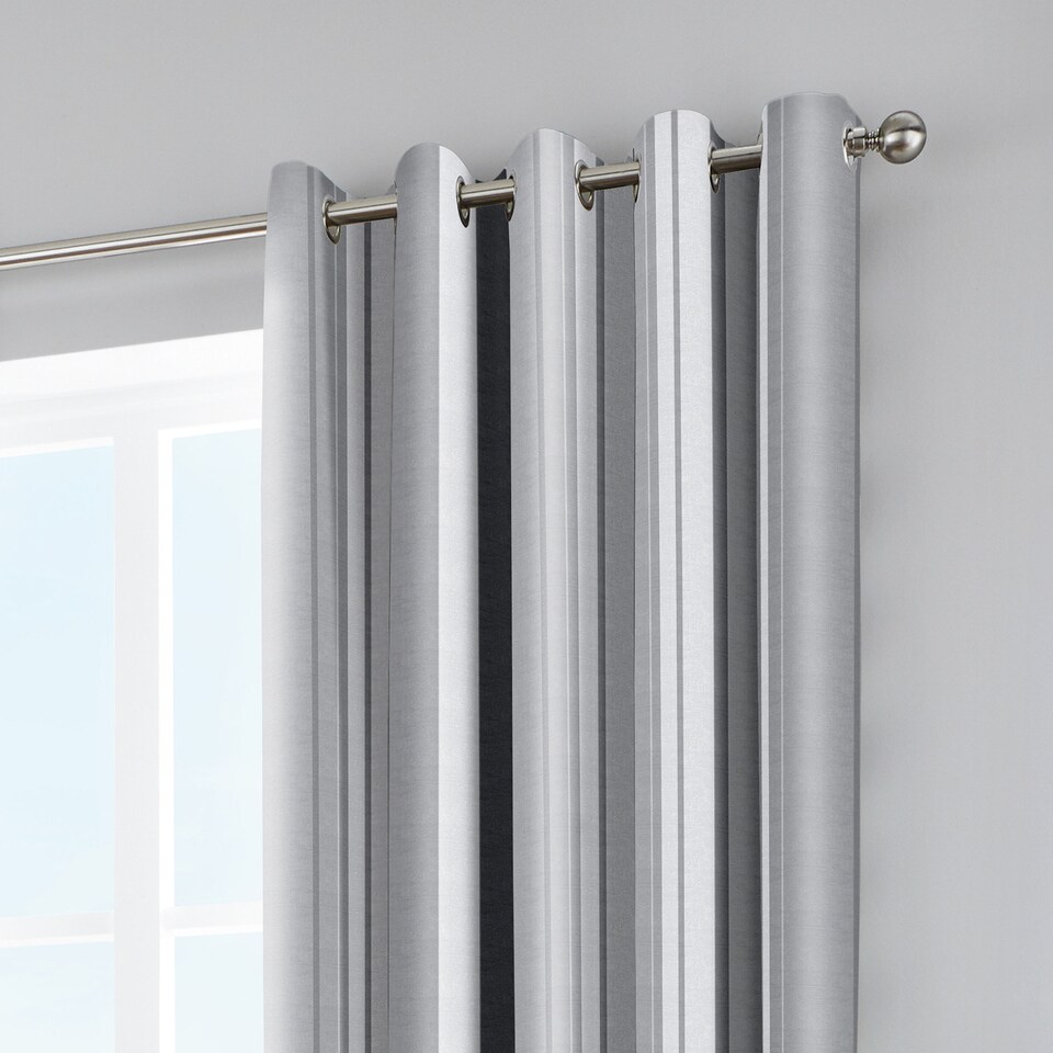 image 1 of Fusion Whitworth Stripe Eyelet Curtains Grey