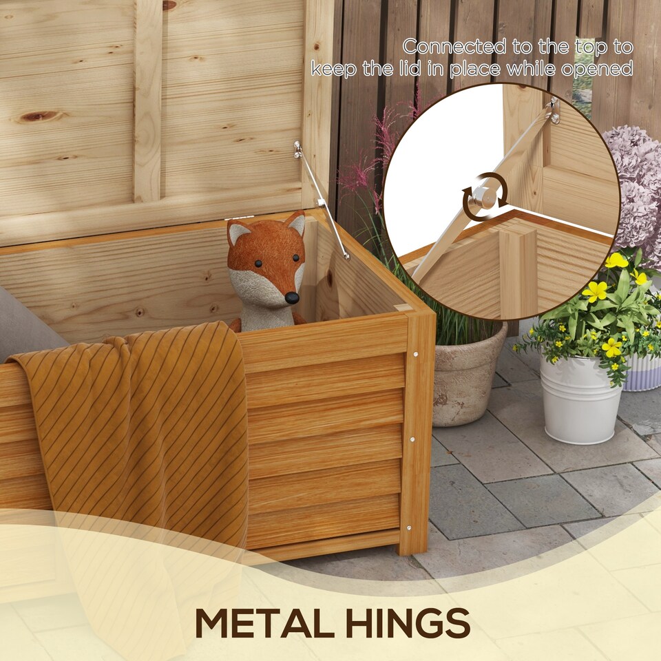 image 1 of Outsunny 292L Outdoor Storage Box, Wooden Garden Storage Container for Balcony, Porch, Light Brown | Brown | Brown | 1