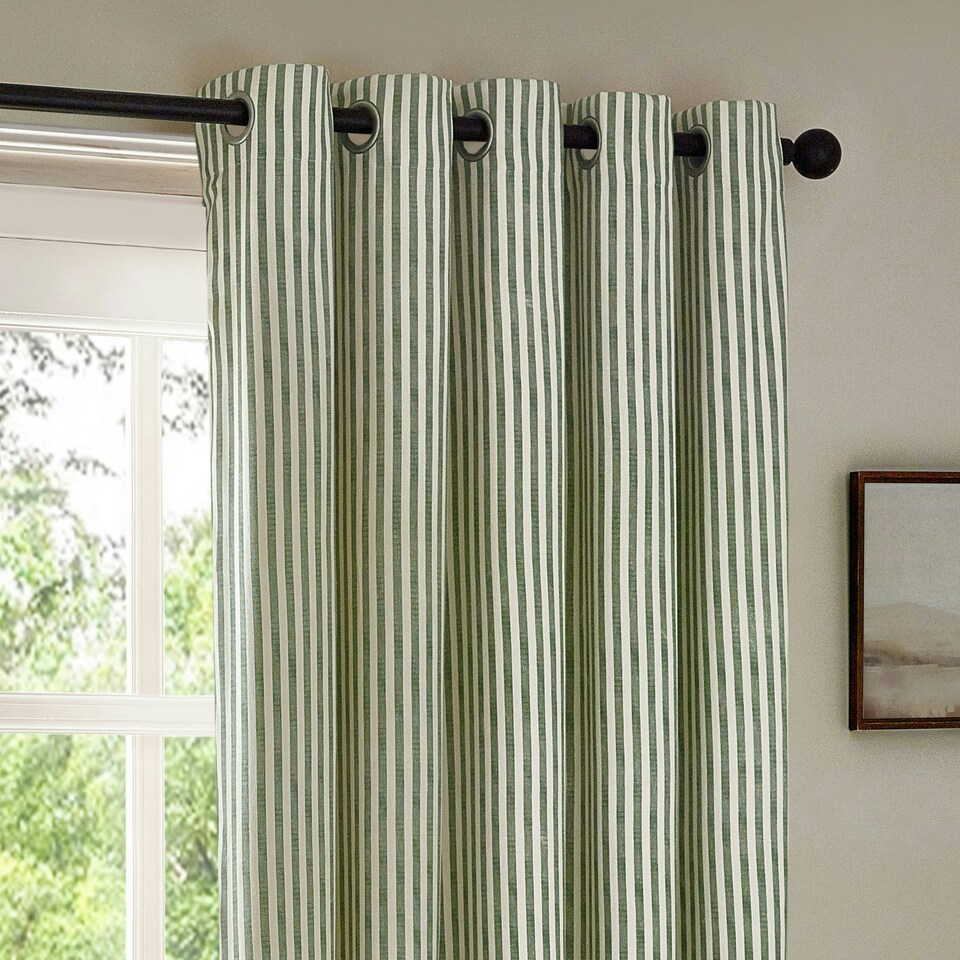 image 1 of Yard Hebden Striped Cotton Forest Eyelet Curtains 117 x 183cm