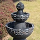 image 3 of Teamson Home Garden Outdoor Water Feature, 3-Tier Pedestal Water Fountain, Dark Grey Stone Finish