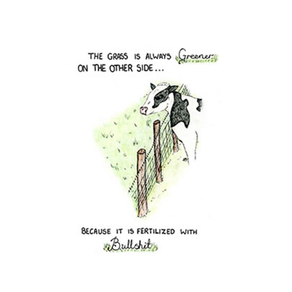 Kevin Milner Grass Is Greener Countryside Greetings Card - White/Green/Black - One Size