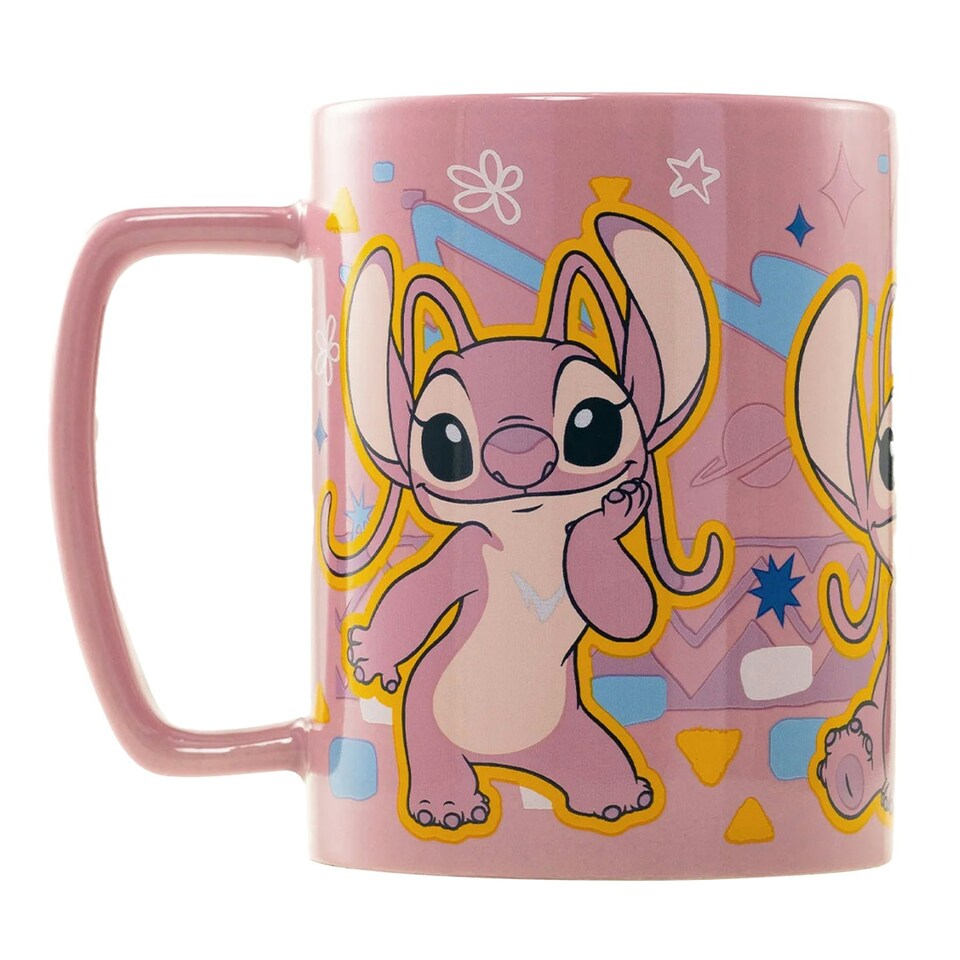 image 1 of Lilo & Stitch Angel Fuzzy Mug - Pink/Yellow/Blue - One Size