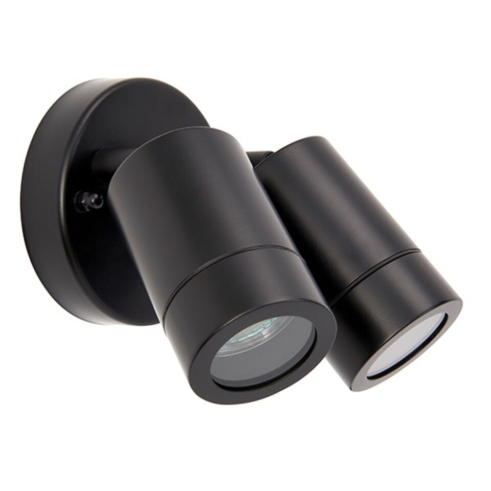 image 1 of Palin 2 Light Outdoor Spotlight Matt Black, Glass IP44, GU10